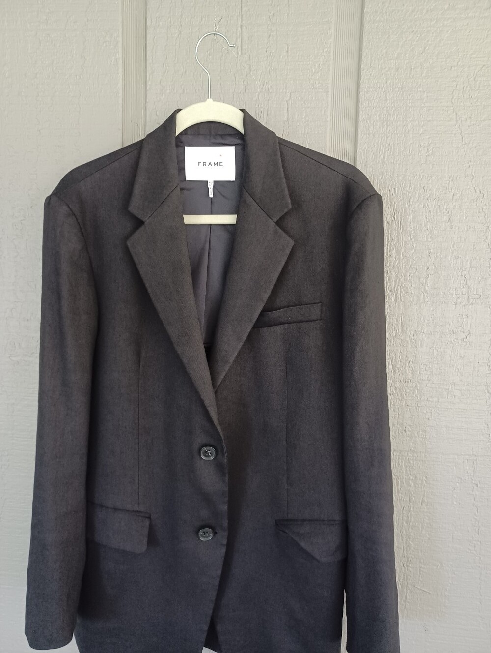 Frame Grandfather Jacket Blazer Size XS Women Linen Blend Black Quiet Luxury - Picture 3 of 15
